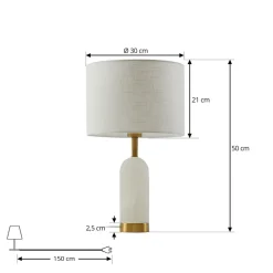 Lindby bordlampe alabast, hvit/gull, Ø 30 cm, marmor, E27
