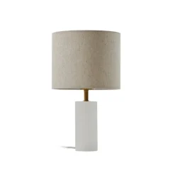 Lindby bordlampe alabaster, hvit/beige, Ø 25cm, marmor, E27