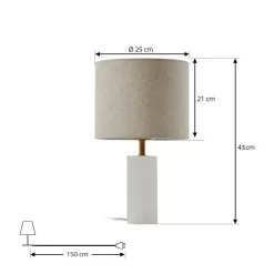 Lindby bordlampe alabaster, hvit/beige, Ø 25cm, marmor, E27