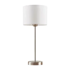 Lindby bordlampe Annatina, hvit, nikkel, høyde 48 cm, tekstil