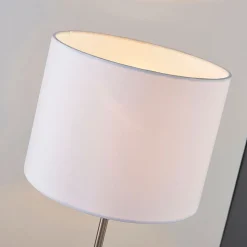 Lindby bordlampe Annatina, hvit, nikkel, høyde 48 cm, tekstil
