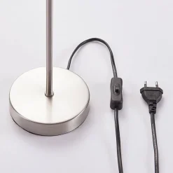 Lindby bordlampe Annatina, hvit, nikkel, høyde 48 cm, tekstil