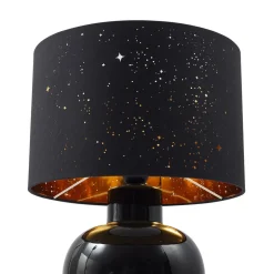 Lindby bordlampe Arved, svart, tekstil, keramikk, 46 cm