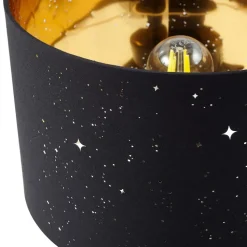 Lindby bordlampe Arved, svart, tekstil, keramikk, 46 cm