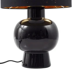 Lindby bordlampe Arved, svart, tekstil, keramikk, 46 cm