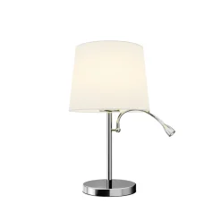 Lindby bordlampe Benjiro, hvit, tekstil, leselampe, 52 cm