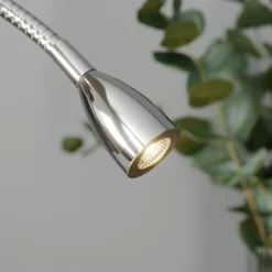 Lindby bordlampe Benjiro, hvit, tekstil, leselampe, 52 cm