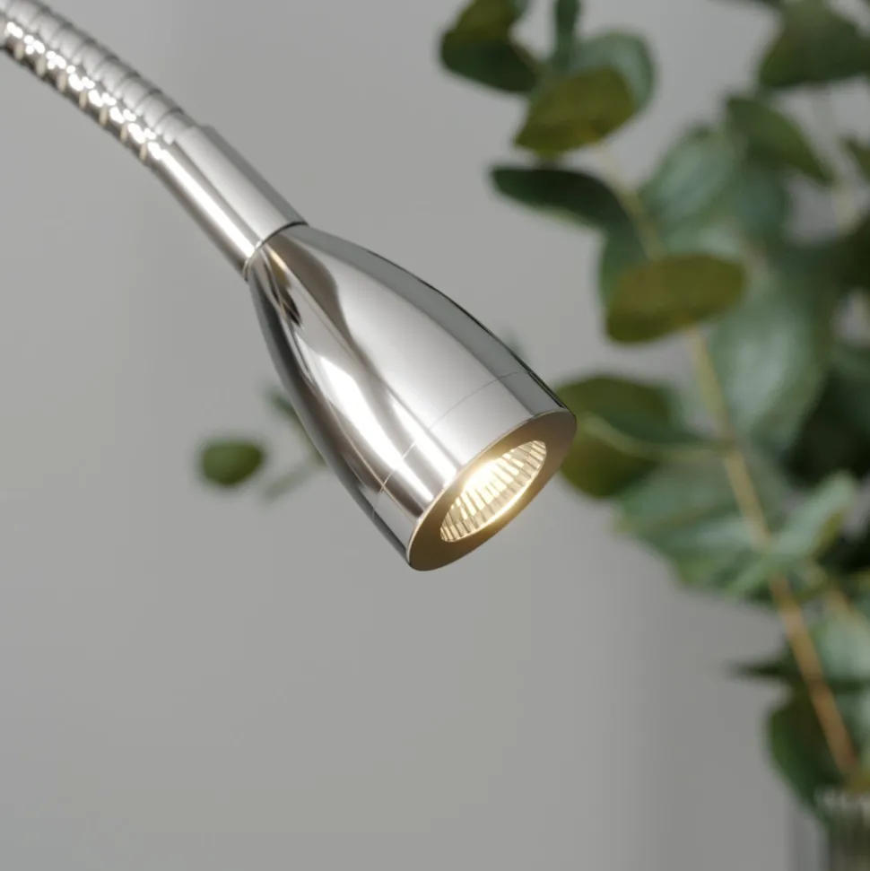 Lindby bordlampe Benjiro, hvit, tekstil, leselampe, 52 cm