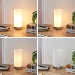 Lindby bordlampe Elianna, hvit, glass, 24 cm, dimbar, E14