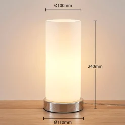 Lindby bordlampe Elianna, hvit, glass, 24 cm, dimbar, E14