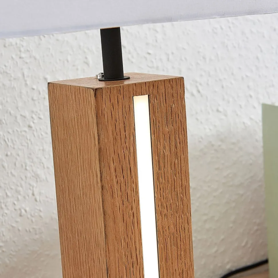 Lindby bordlampe Garry, 2 lyskilder, hvit, tre, 53 cm, E27