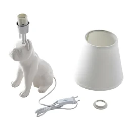 Lindby bordlampe Herry, hvit, keramikk, hund, 46,5 cm høy
