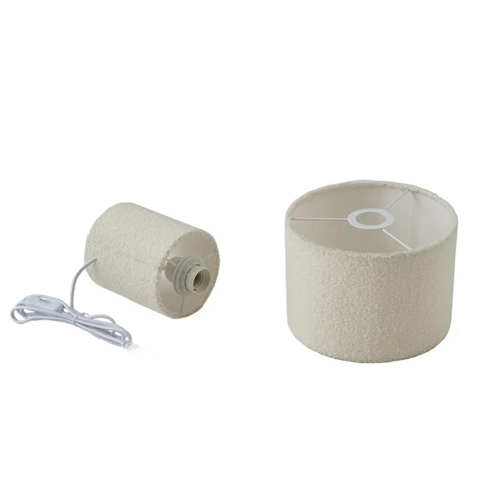 Lindby bordlampe Jone, hvit, tekstil, 30 cm