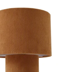 Lindby bordlampe Jone, lysebrun, tekstil, 30 cm høy, E27