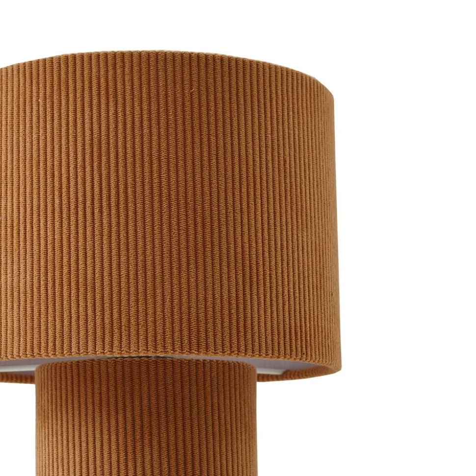 Lindby bordlampe Jone, lysebrun, tekstil, 30 cm høy, E27