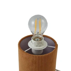 Lindby bordlampe Jone, lysebrun, tekstil, 30 cm høy, E27