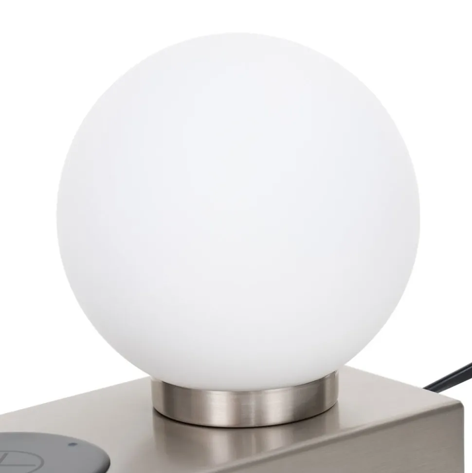 Lindby bordlampe Junis, nikkel, ladefunksjon