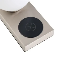 Lindby bordlampe Junis, nikkel, ladefunksjon