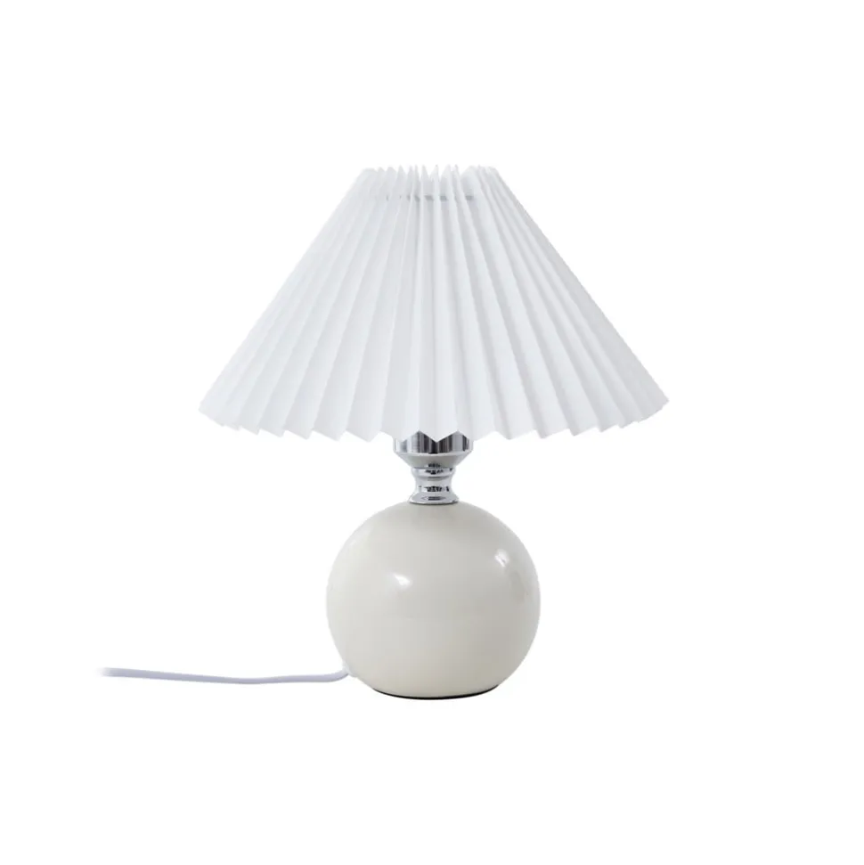 Lindby bordlampe Kerimi, keramikk, kremfarge