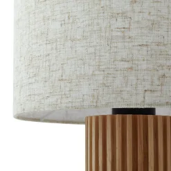 Lindby bordlampe Kimiko, høyde 38 cm, tre, tekstil