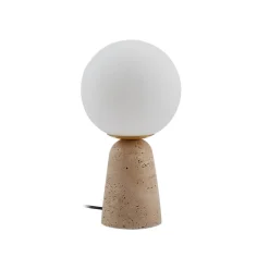 Lindby bordlampe Kirstan, beige, hvit, glass, stein, 33 cm