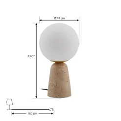 Lindby bordlampe Kirstan, beige, hvit, glass, stein, 33 cm