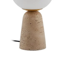 Lindby bordlampe Kirstan, beige, hvit, glass, stein, 33 cm