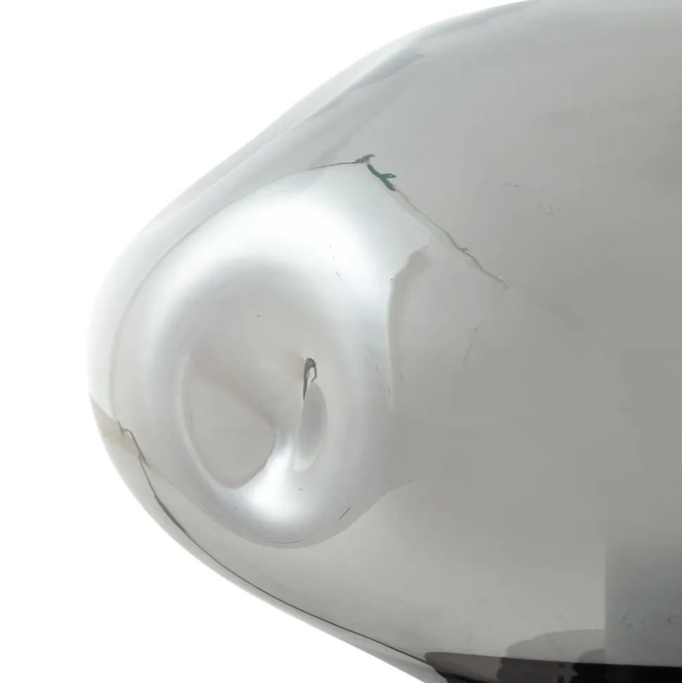 Lindby bordlampe Lelia, røykgrå, glass, metall, Ø 35 cm