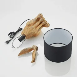 Lindby bordlampe Lorentina, høyde 57 cm, kanin, gull, tekstil