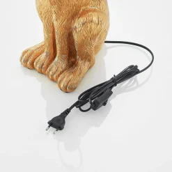 Lindby bordlampe Lorentina, høyde 57 cm, kanin, gull, tekstil