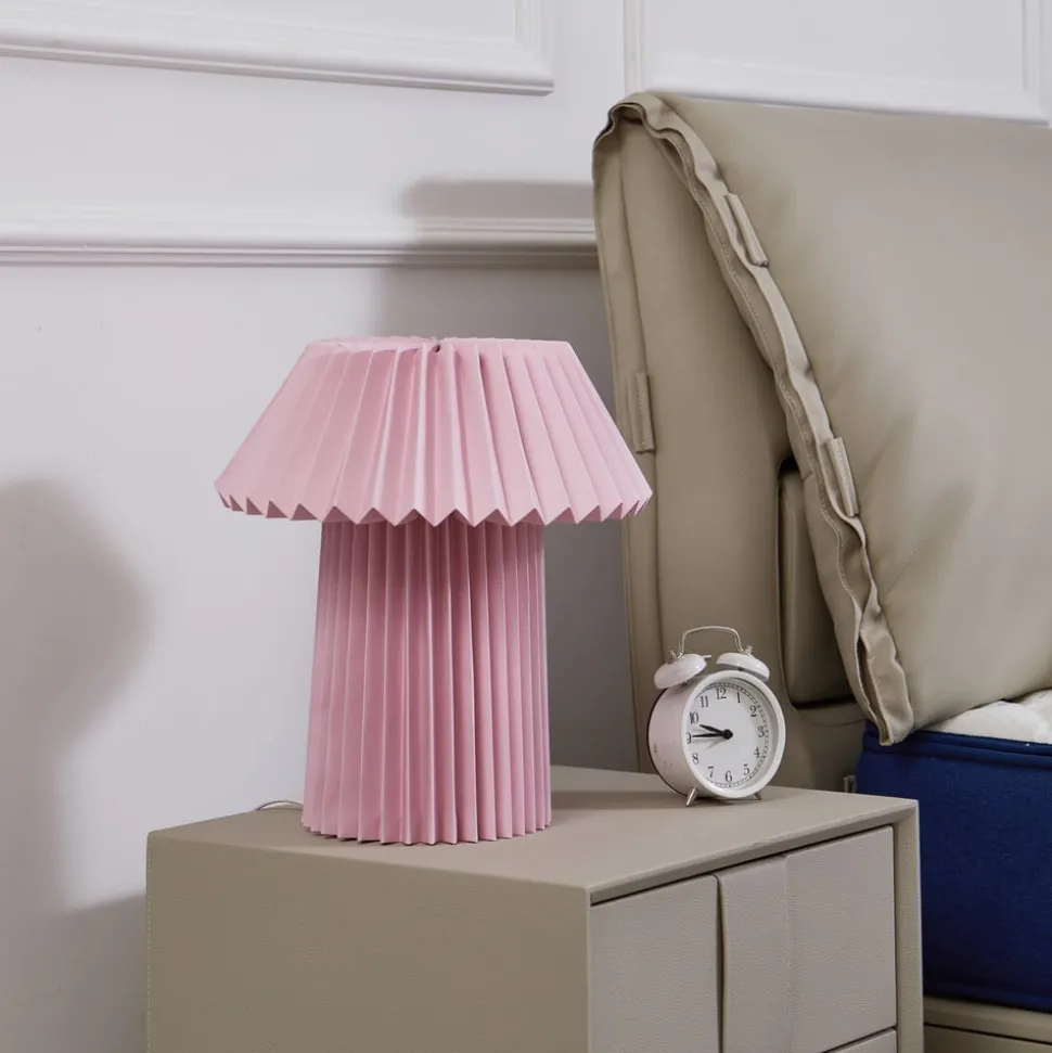 Lindby bordlampe Magali, rosa, papir, Ø 34 cm, E14