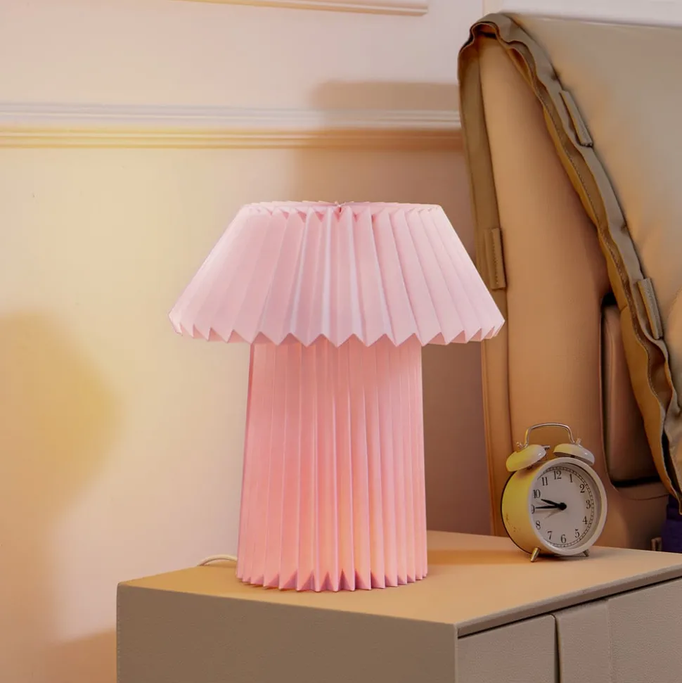 Lindby bordlampe Magali, rosa, papir, Ø 34 cm, E14