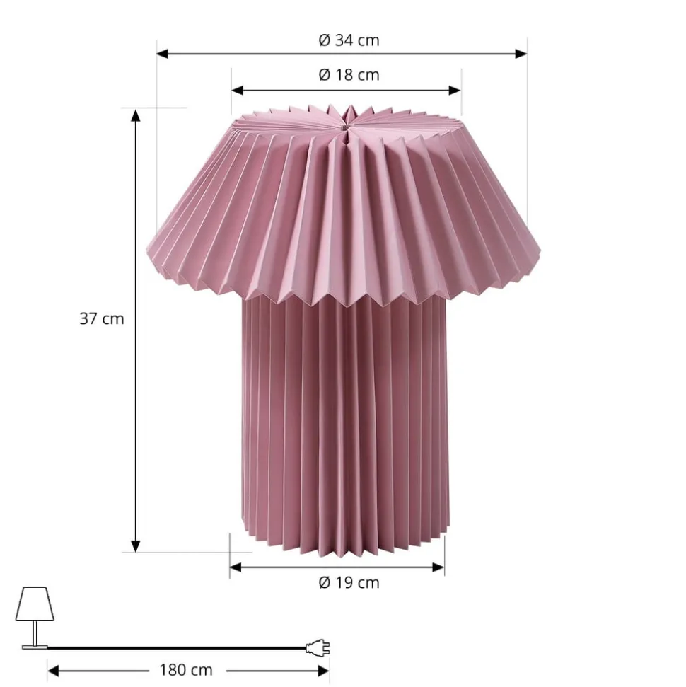 Lindby bordlampe Magali, rosa, papir, Ø 34 cm, E14