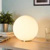 Lindby bordlampe Marike, hvit, glass, kule, Ø 25 cm, E27