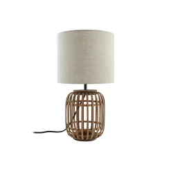 Lindby bordlampe Marzanna, grå, bambus, 42,5 cm, E27