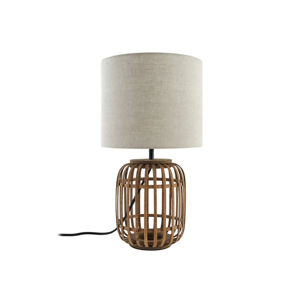 Lindby bordlampe Marzanna, grå, bambus, 42,5 cm, E27