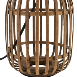 Lindby bordlampe Marzanna, grå, bambus, 42,5 cm, E27