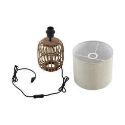 Lindby bordlampe Marzanna, grå, bambus, 42,5 cm, E27