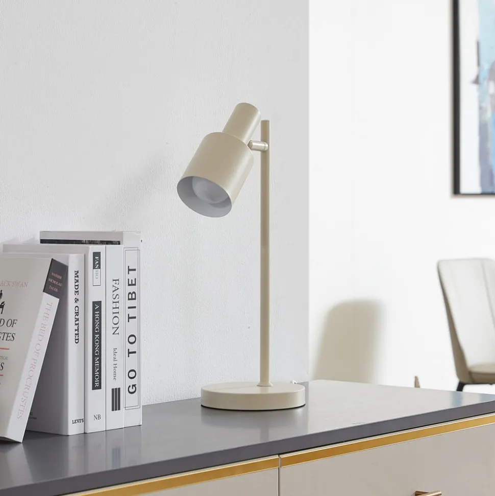 Lindby bordlampe Ovelia, beige, metall, E27