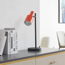 Lindby bordlampe Ovelia, oransje/svart, metall, E27