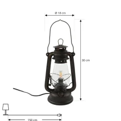 Lindby bordlampe Raisa, rustfarget, metall, lykt, E14