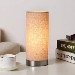 Lindby bordlampe Ronja, høyde 26 cm, kremfarget, tekstil