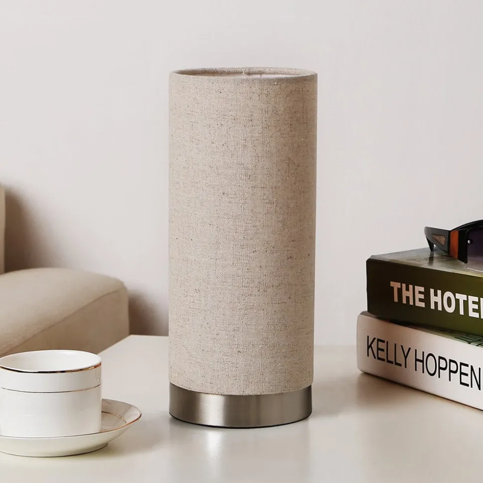 Lindby bordlampe Ronja, høyde 26 cm, kremfarget, tekstil