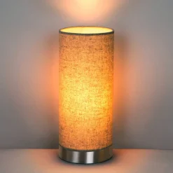 Lindby bordlampe Ronja, høyde 26 cm, kremfarget, tekstil