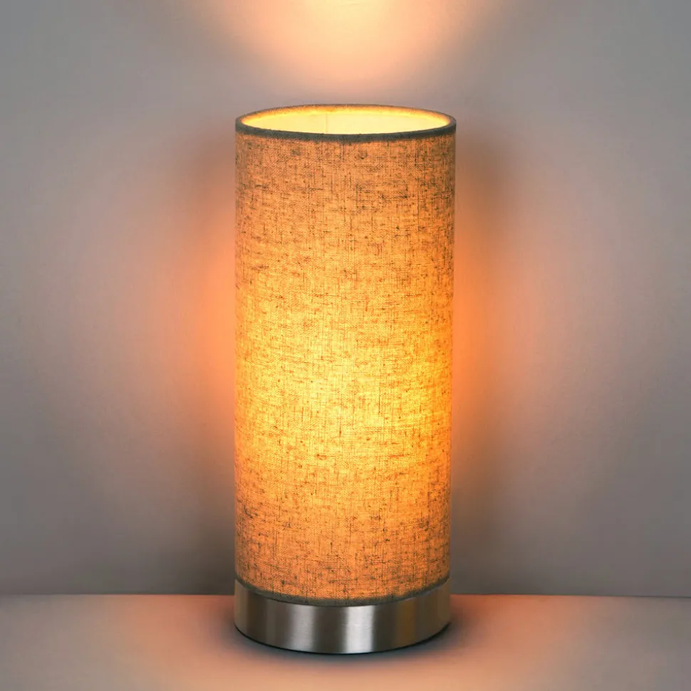 Lindby bordlampe Ronja, høyde 26 cm, kremfarget, tekstil