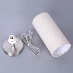 Lindby bordlampe Ronja, høyde 26 cm, kremfarget, tekstil