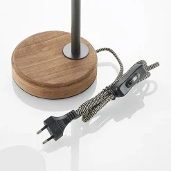 Lindby bordlampe Rubinjo, 37 cm, svart, tre, metall, GU10