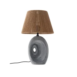 Lindby bordlampe Seasur, blågrå, keramikk, papir, 29 cm