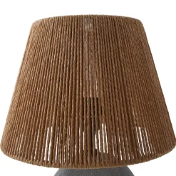Lindby bordlampe Seasur, blågrå, keramikk, papir, 29 cm