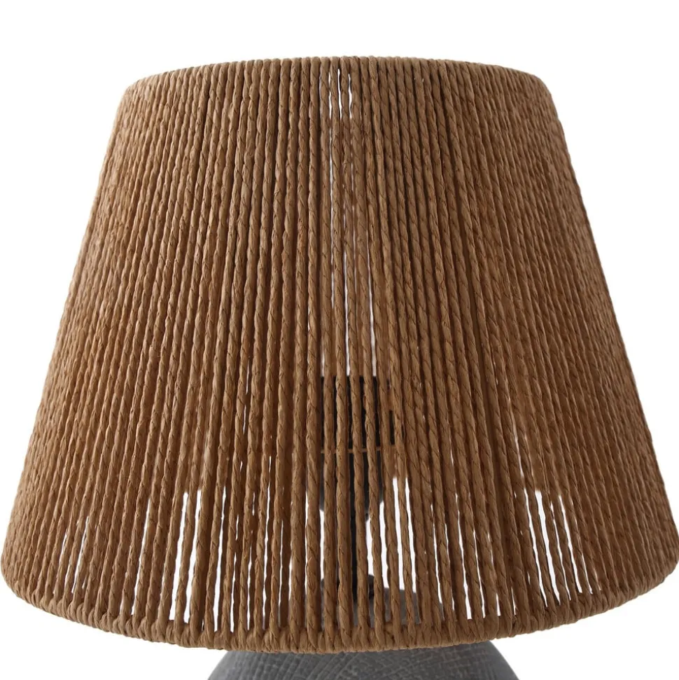 Lindby bordlampe Seasur, blågrå, keramikk, papir, 29 cm